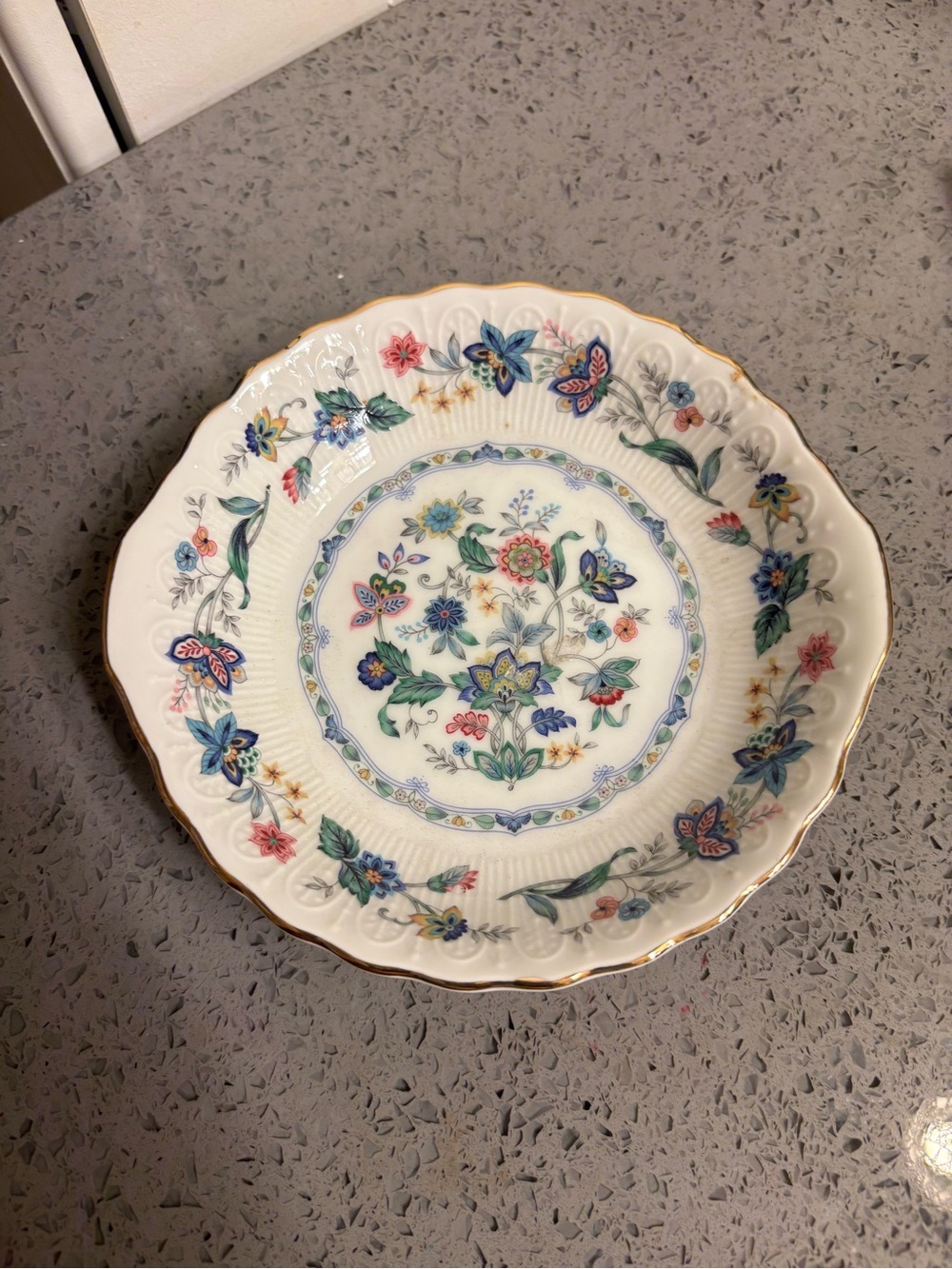 Vintage porcelain bowl or trinket dish in the
"Garden of India" pattern by Andre